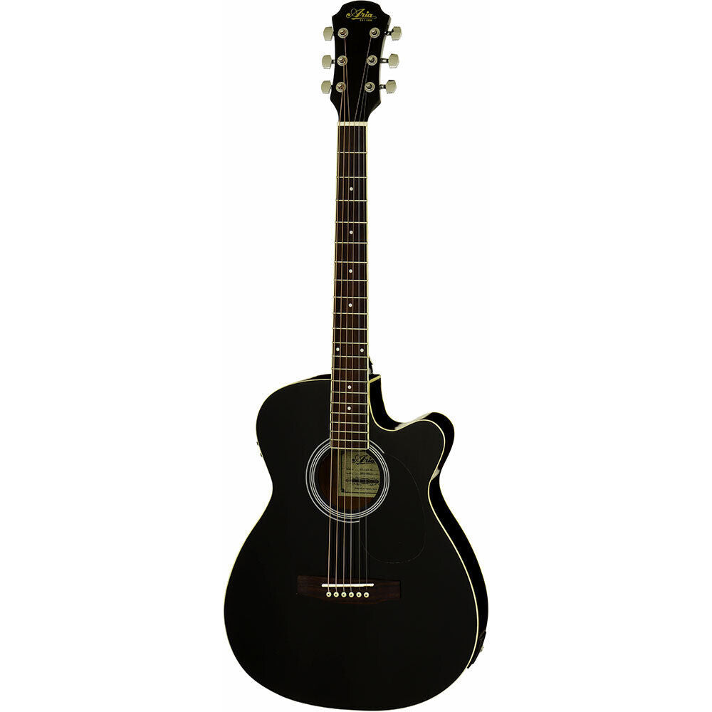 Aria AFN-15CE Prodigy Series AC/EL Folk Body Guitar with Cutaway Black Gloss