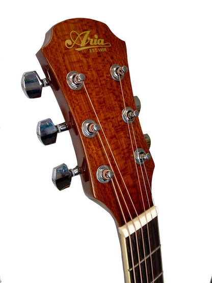 Aria AFN-15 Prodigy Series Acoustic Electric Folk Guitar Brown Sunburst — view 3