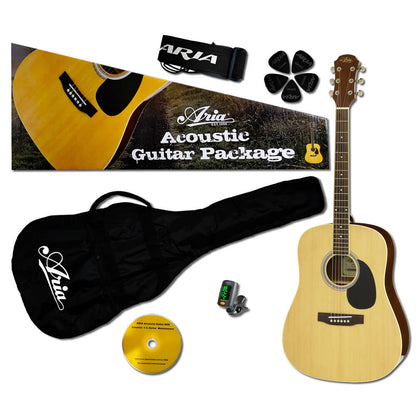 Aria Prodigy Series Acoustic Guitar Package AGPN-003 with Accessories