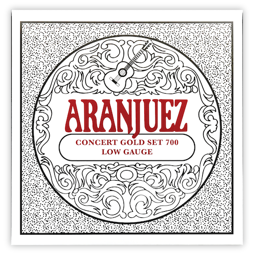 Aranjuez Concert Gold 700 Low Tension Classical Guitar String Set - 6 Strings, Clear Nylon Trebles, Bronze Alloy Basses, Made in USA