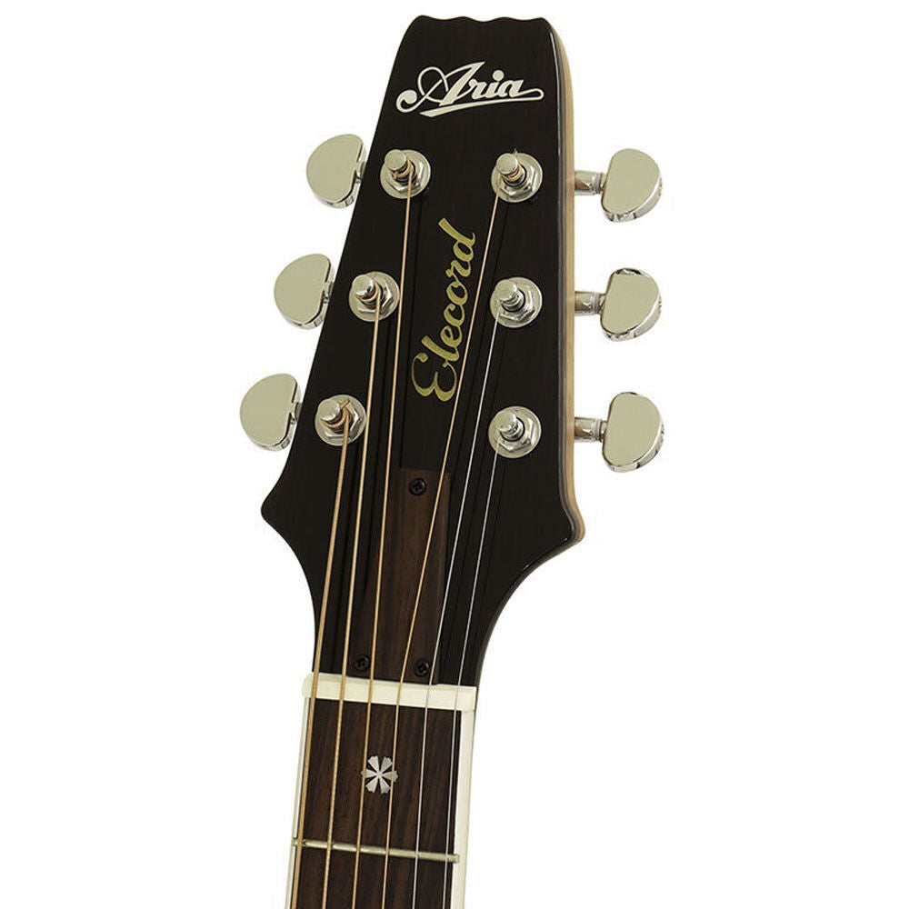 Aria APE-100 Series Thin Body Acoustic/Electric Guitar Cutaway Natural Gloss Finish — view 5