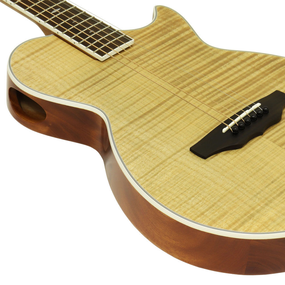 Aria APE-100 Series Thin Body Acoustic/Electric Guitar Cutaway Natural Gloss Finish — view 4