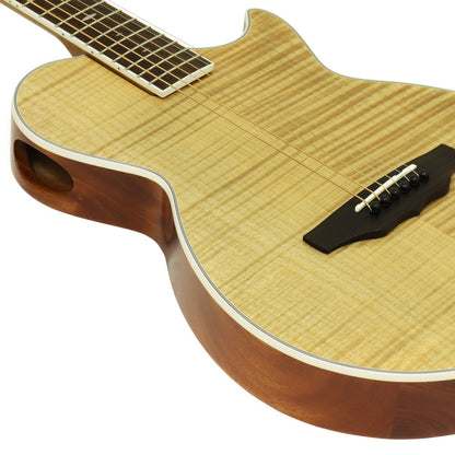 Aria APE-100 Series Thin Body Acoustic/Electric Guitar Cutaway Natural Gloss Finish — view 4