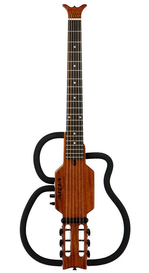 Aria Sinsonido Steel String Travel Guitar with Headphones and Accessories