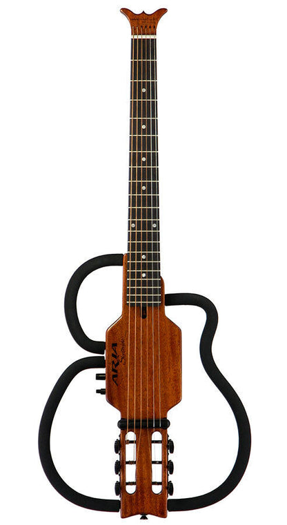 Aria Sinsonido Steel String Travel Guitar with Headphones and Accessories