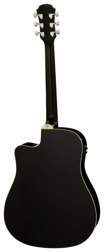 Aria AWN-15CE Prodigy Series Acoustic/Electric Dreadnought Guitar with Cutaway Black — view 2