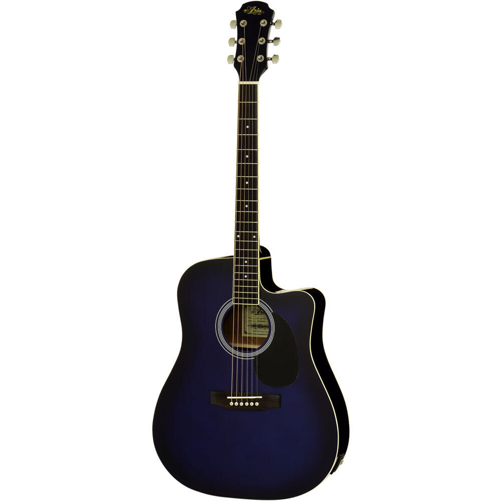 Aria AWN-15CE Prodigy Series Dreadnought Acoustic/Electric Guitar with Cutaway Blue Shade Gloss