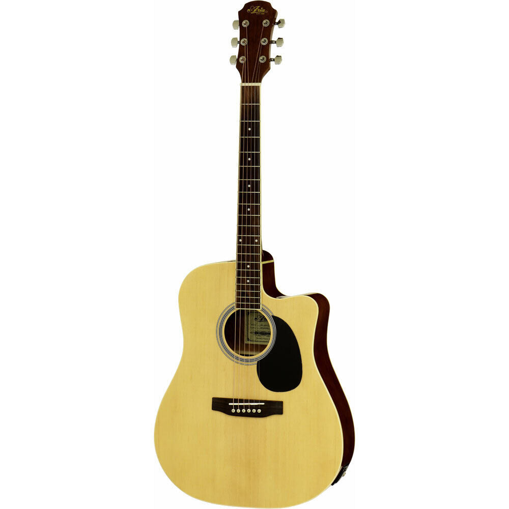 Aria AWN-15CE Prodigy Series AC/EL Dreadnought Guitar with Cutaway Natural Gloss