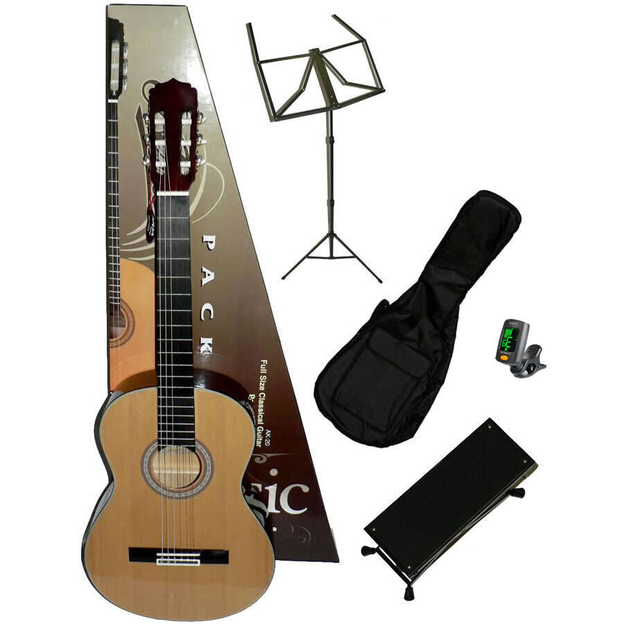 Aria AKN-15 Classical Guitar Starter Package with Tuner, Foot Stool, Music Stand, Gig Bag — view 7