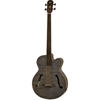Aria FEB-F2/FL Elecord Fretless Acoustic/Electric Bass Guitar Stained Black