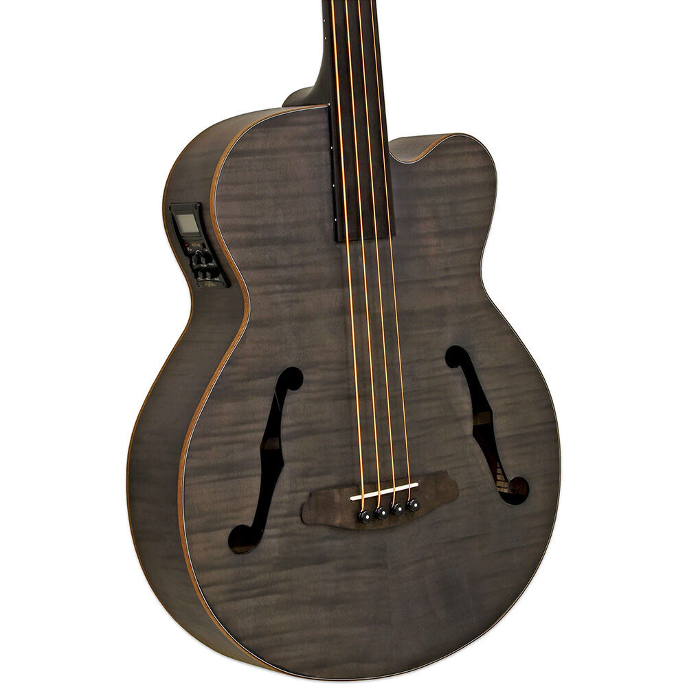 Aria FEB-F2/FL Elecord Fretless Acoustic/Electric Bass Guitar Stained Black — view 3