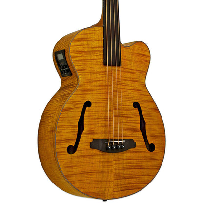 Aria FEB-F2/FL Elecord Series Fretless Acoustic/Electric Bass Guitar - Stained Brown — view 3