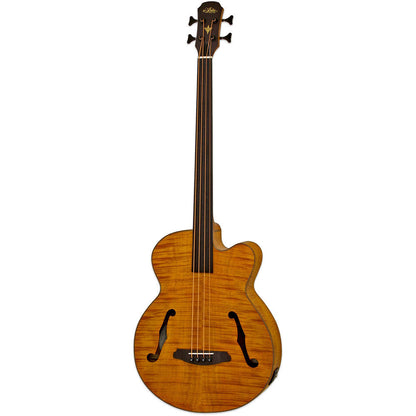 Aria FEB-F2/FL Elecord Series Fretless Acoustic/Electric Bass Guitar - Stained Brown