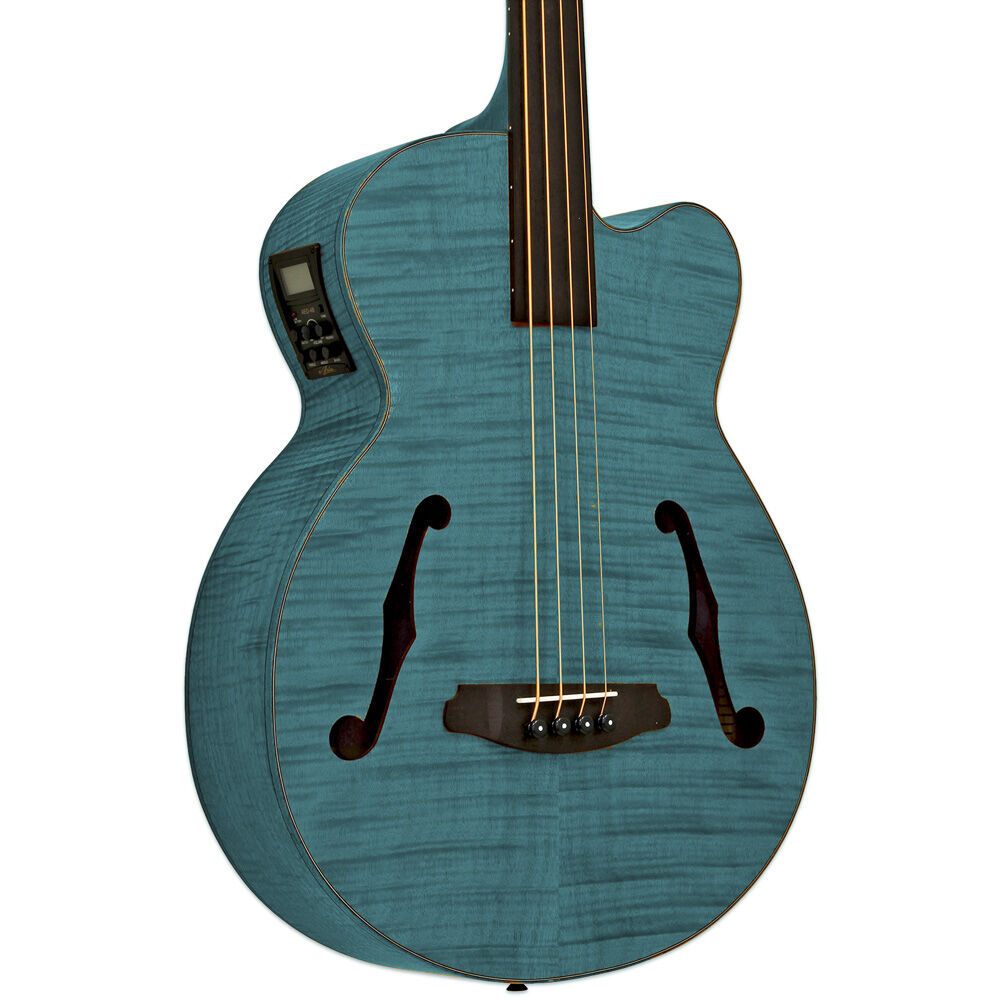 Aria FEB-F2/FL Elecord Fretless Acoustic/Electric Bass Guitar Stained Green — view 3