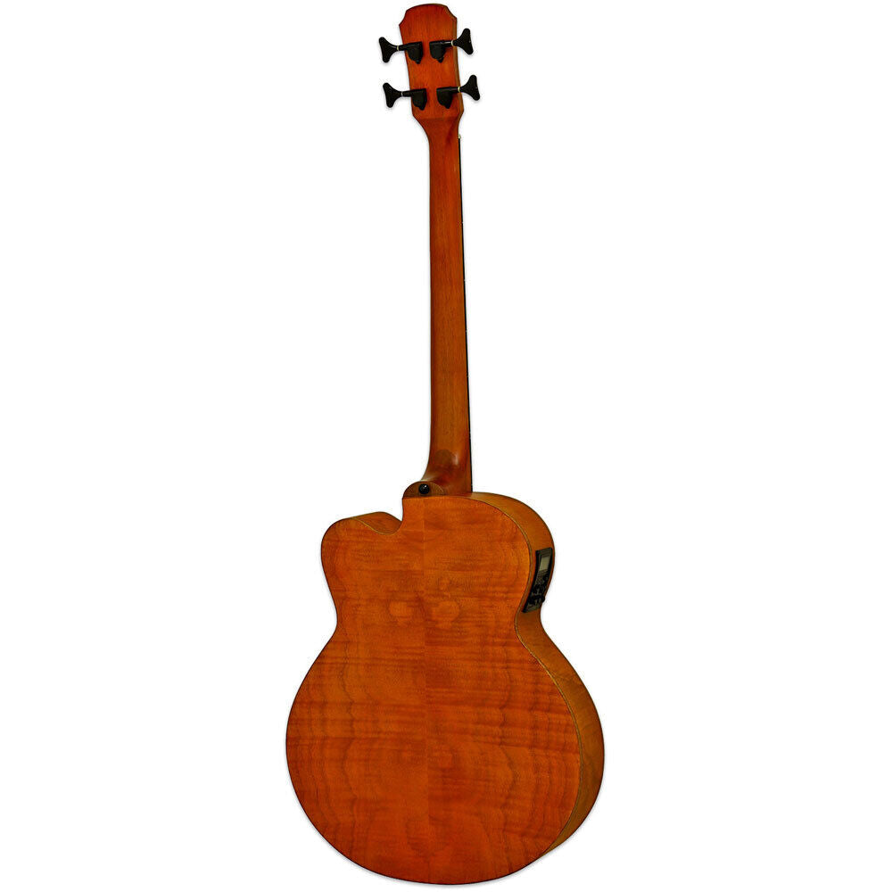 Aria FEB-F2M Elecord Series Medium Scale Fretless Acoustic/Electric Bass Guitar Stained Brown — view 2