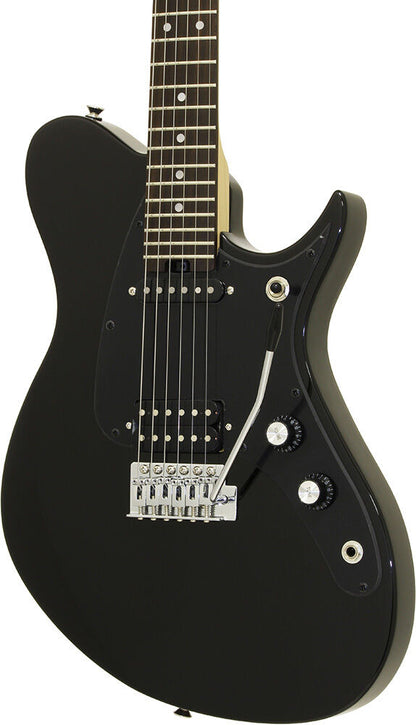 Aria J Series J-1 Solid Body Electric Guitar Black with Poplar Body and Maple Neck — view 3
