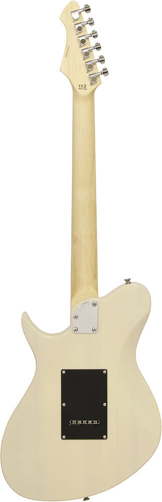 Aria J Series J-1 Electric Guitar See-Thru Vintage White Solid Body with Poplar Body, Maple Neck, Rosewood Fingerboard, and Alnico-5 Pickups — view 2