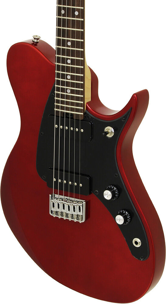 Aria J Series J-2 Solid Body Electric Guitar Candy Apple Red P90 Pickups — view 3