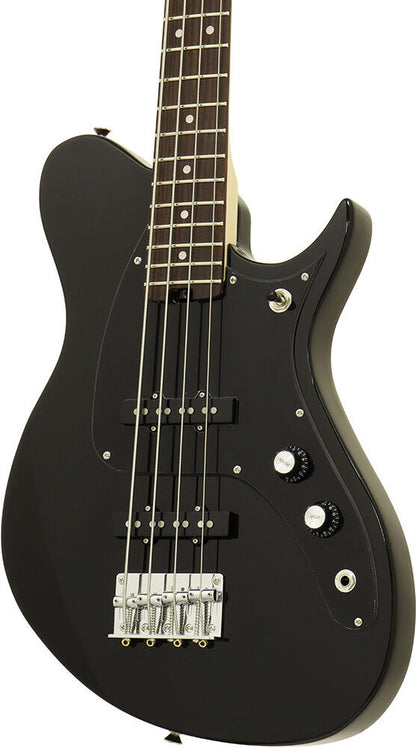 Aria J Series J-B Electric Bass Guitar, Black, Solid Poplar Body, Maple Neck, Rosewood Fingerboard, Alnico-5 Pickups — view 3
