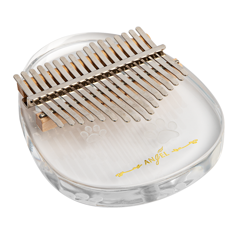 Angel 17 Note Acrylic Kalimba with Accessories - Mahogany Wood Chamber, Stainless Steel Tines, Key of C, Engraved Notes, Drawstring Bag Included — view 3