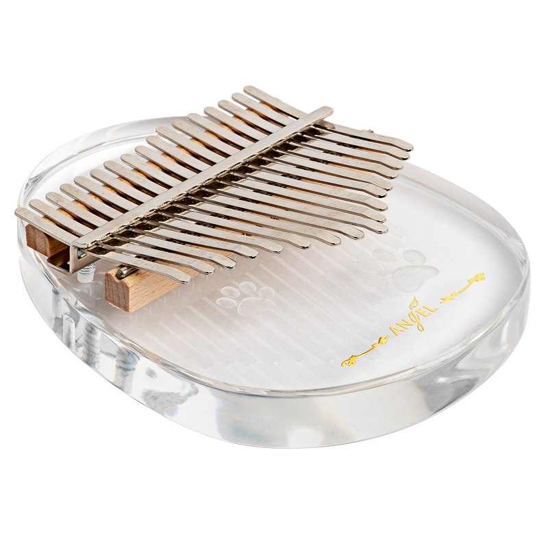 Angel 17 Note Acrylic Kalimba with Accessories - Mahogany Wood Chamber, Stainless Steel Tines, Key of C, Engraved Notes, Drawstring Bag Included — view 4