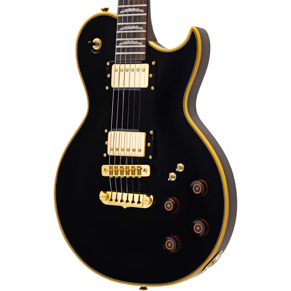 Aria PE-F80 Series Electric Guitar Black Top Natural Back Solid Body — view 5