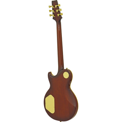 Aria PE-F80 Series Electric Guitar - Stained Brown Gloss, Solid Body, Carved Top, Recessed Knobs, Heel-Less Cutaway, Dual Sound Switches — view 2