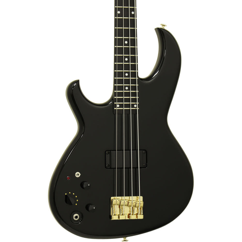 Aria Pro II SB-1000 Series Left-Handed Electric Bass Guitar in Black with Gig Bag — view 3