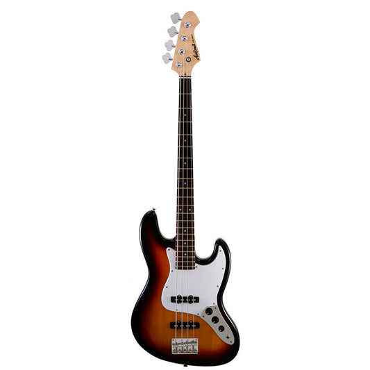 Aria STB-JB Electric Bass Guitar 3-Tone Sunburst with White Pickguard