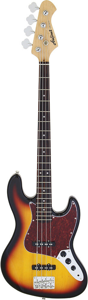 Aria STB-JB Electric Bass Guitar 3-Tone Sunburst Tortoise Shell Pickguard