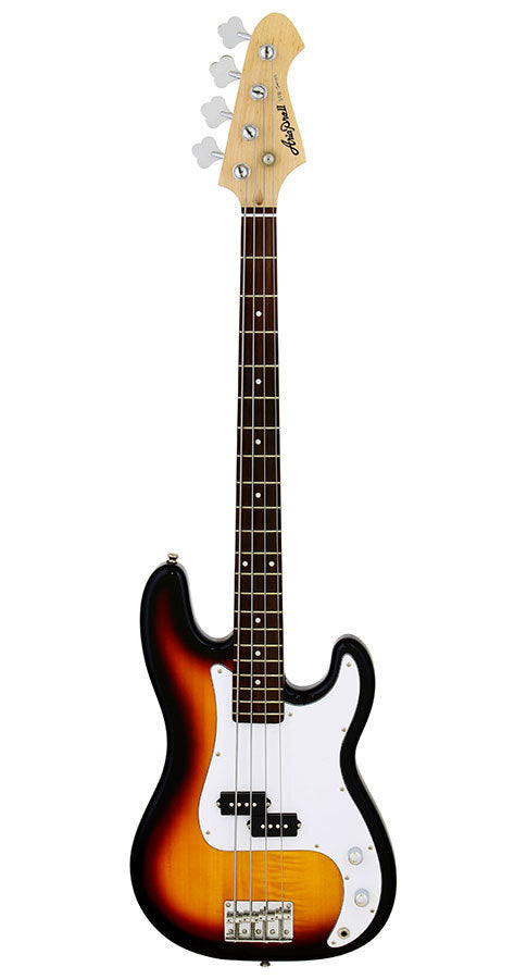 Aria STB-PB Electric Bass Guitar 3-Tone Sunburst, Solid Basswood Body, Maple Neck, Rosewood Fingerboard, OP-1 Double Coil Pickup