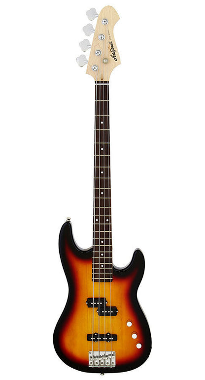 Aria STB-PJ Electric Bass Guitar 3-Tone Sunburst, Basswood Body, Maple Neck, Rosewood Fingerboard, Double and Single Coil Pickups