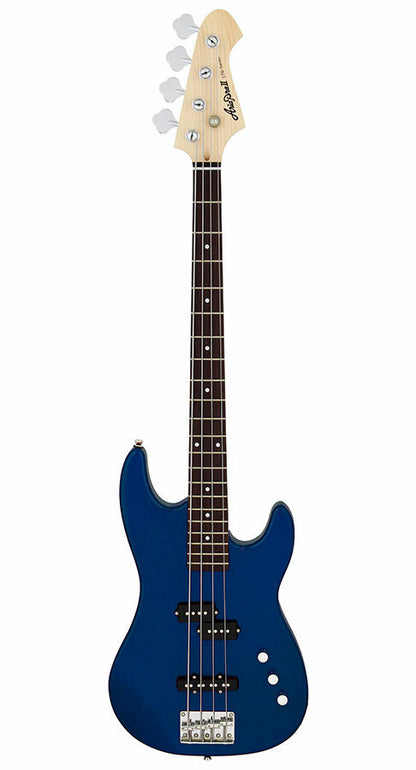 Aria STB-PJ Electric Bass Guitar Metallic Blue, Solid Basswood Body, Maple Neck, Rosewood Fingerboard, Double & Single Coil Pickups