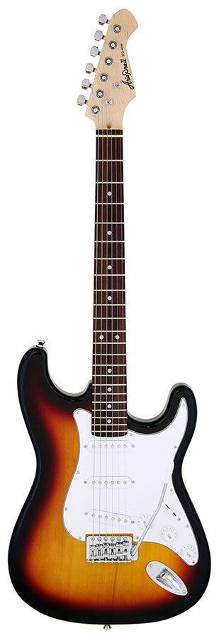 Aria STG-003 Electric Guitar 3-Tone Sunburst, Solid Body, Basswood Body, Maple Bolt-on Neck, Rosewood Fingerboard, 3 Aria OS-1 Pickups