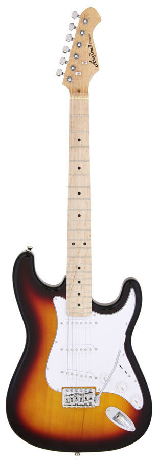 Aria STG-003M Electric Guitar 3-Tone Sunburst, Solid Body, Basswood Body, Maple Neck, 3 OS-1 Single Coil Pickups