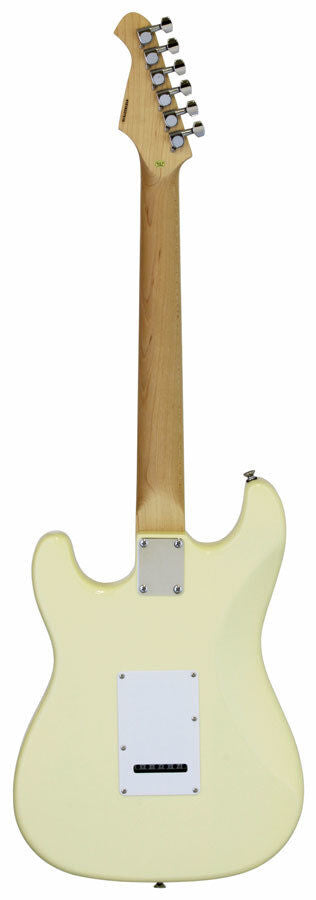 Aria Pro II STG-Series Electric Guitar Vintage White with White Pickguard, Solid Body, Basswood Body, Maple Neck, Rosewood Fingerboard, 3 Pickups — view 2