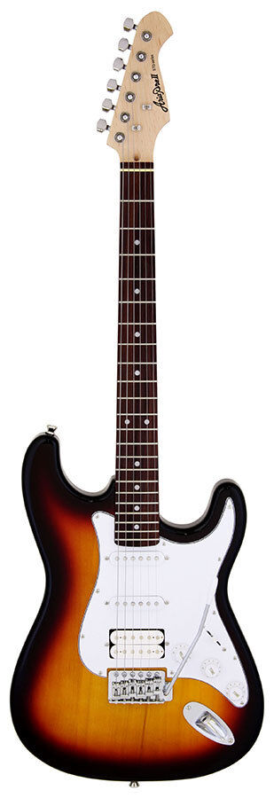Aria STG-004 Electric Guitar 3-Tone Sunburst White Pickguard Solid Body Maple Neck Rosewood Fingerboard OS-1 Single Coil OH-1 Humbucker
