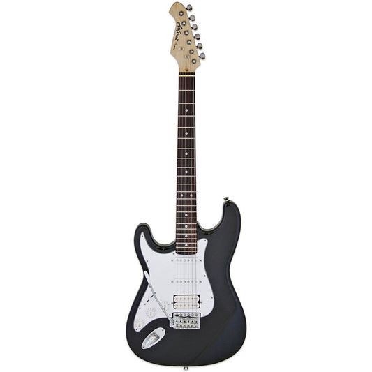 Aria STG-004 Left Handed Electric Guitar Black Solid Body with Maple Neck and Rosewood Fingerboard