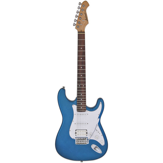 Aria STG-004 Electric Guitar Metallic Blue White Pickguard Solid Body Basswood Maple Neck Rosewood Fingerboard 2 Single Coil 1 Humbucker