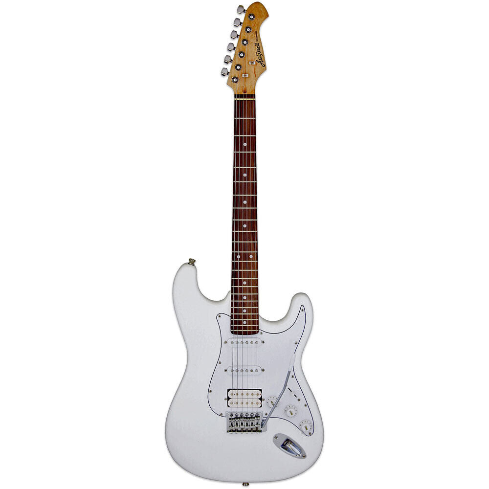 Aria STG-004 Electric Guitar White with White Pickguard Solid Body Basswood Maple Neck Rosewood Fingerboard 2 Single Coil 1 Humbucker