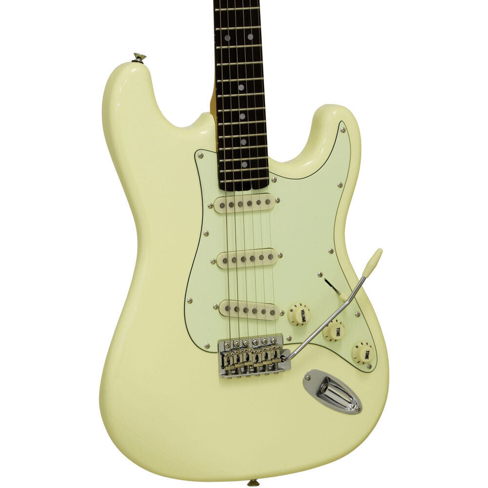 Aria STG-62 Electric Guitar Vintage White Solid Body with Alnico V Pickups — view 3