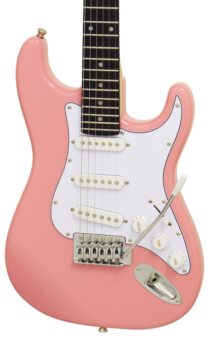 Aria STG-MINI 3/4 Size Electric Guitar Kawaii Pink Solid Body with Maple Neck and Rosewood Fingerboard — view 3