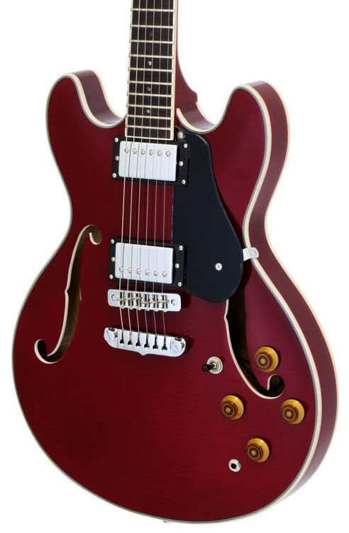 Aria TA-Classic Semi-Hollow Electric Guitar Wine Red Gloss — view 3