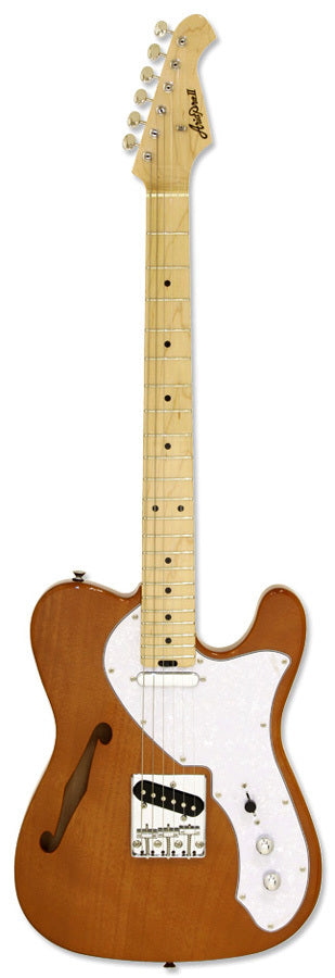 Aria Pro II TEG-Series Semi-Hollow Electric Guitar Natural with White Pearl Pickguard