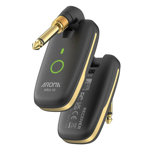 Aroma ARU10 Wireless Audio Transmission System UHF - 7 Frequency Bands, 30-50m Range, Rechargeable Battery, Compact Design