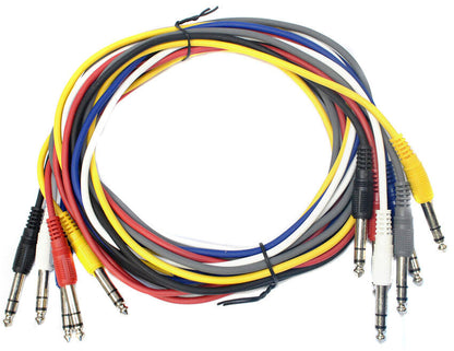 Leem 6ft Stereo Patch Cables 6pk - 1/4" Stereo Jack Plug to 1/4" Stereo Jack Plug, 2m Length, Various Colours — view 2