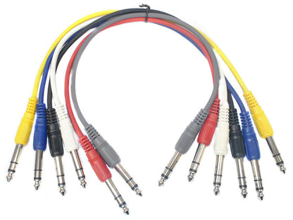 Leem 1ft Stereo Patch Cables 6 Pack - 1/4" Stereo Jack Plug to 1/4" Stereo Jack Plug — view 2