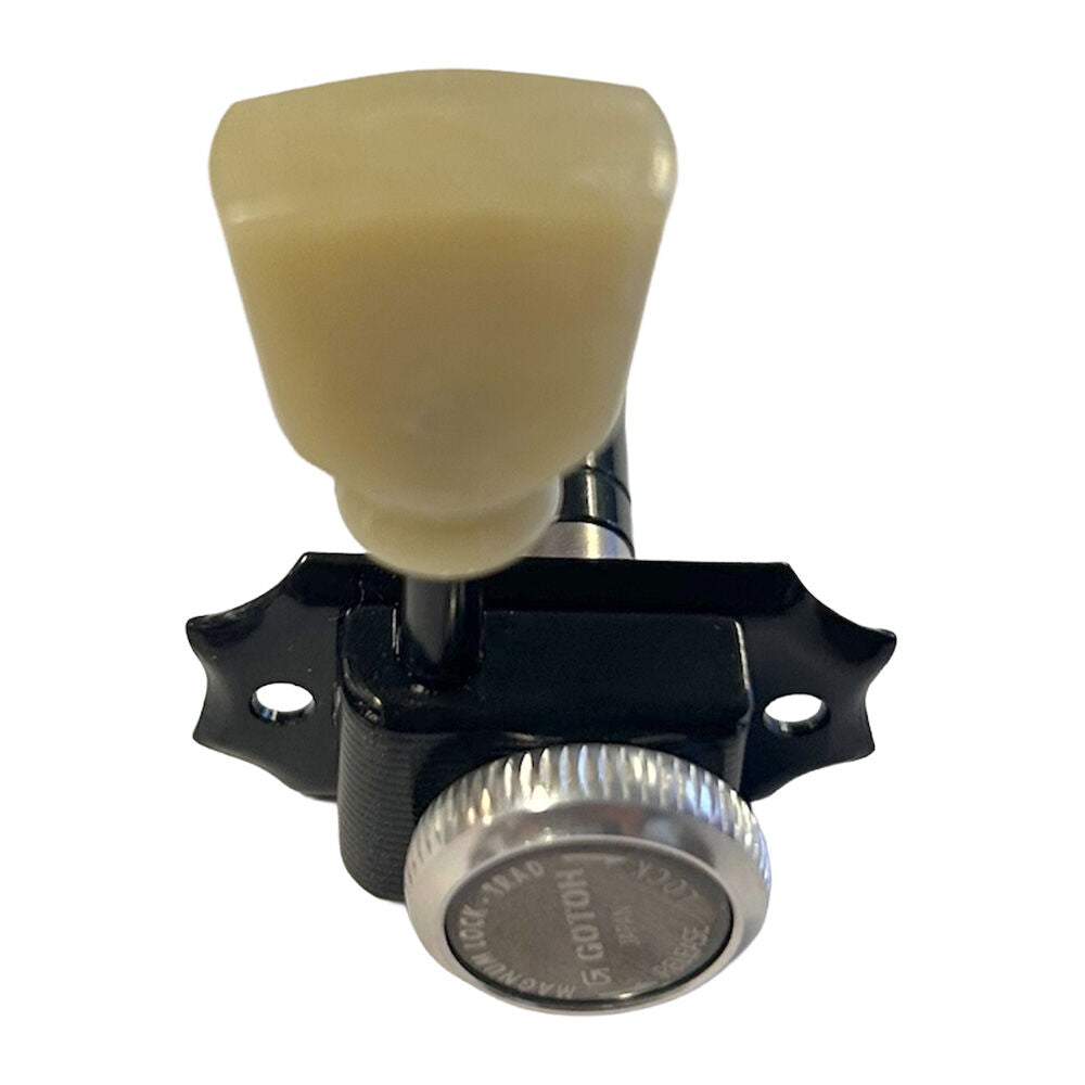 Gotoh SD90 Series Magnum Lock Electric Guitar Tuning Machines Black 3+3 with Vintage Green Buttons