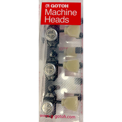 Gotoh SD90 Series Magnum Lock Electric Guitar Tuning Machines Black 3+3 with Vintage Green Buttons — view 5