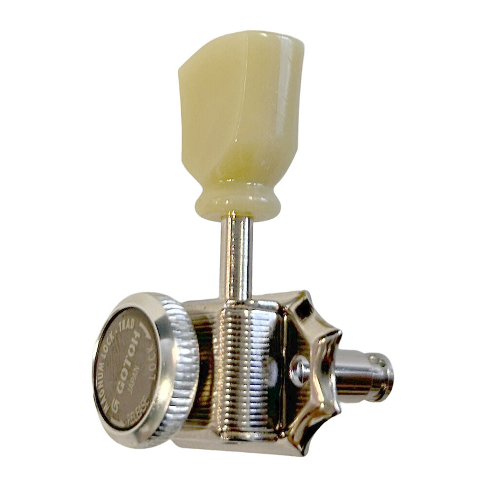 Gotoh SD90 Series Magnum Lock Electric Guitar Tuning Machines Nickel Finish 3+3 with Vintage Green Keystone Buttons — view 2